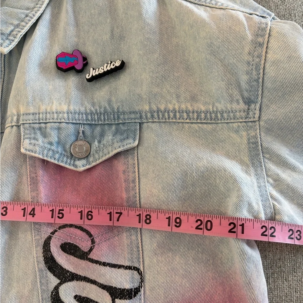 Justice Girl’s Ring Pop Bazooka Collab Denim Jean Jacket Size XL Plus 16-18